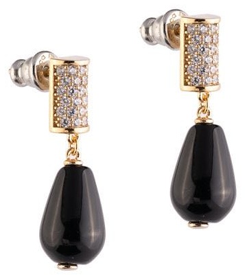 Серьги Rebecca бронза, цирконий, нефрит, циркон
