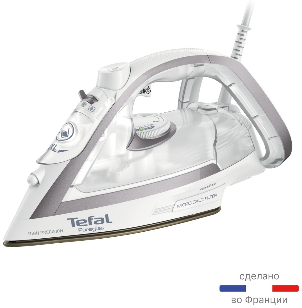 Утюг Tefal Puregliss FV8043E0 белый, серебристый