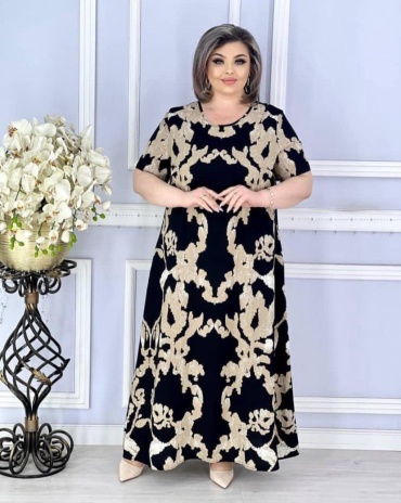 Повседневное платье Milana черный, бежевый