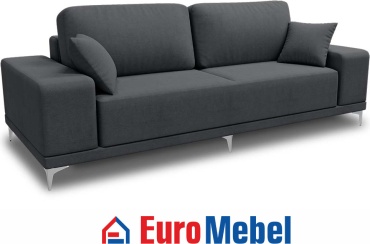 Диван Euromebel Капелла 3, 251х106 см, обивка велюр, графит