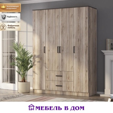 Распашной шкаф Мебель в Дом Титан, 160x221.6х61 см, коричневый