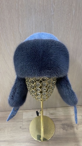 Ушанка SemiFur размер 56, 57, 58, 59, джинсовый синий