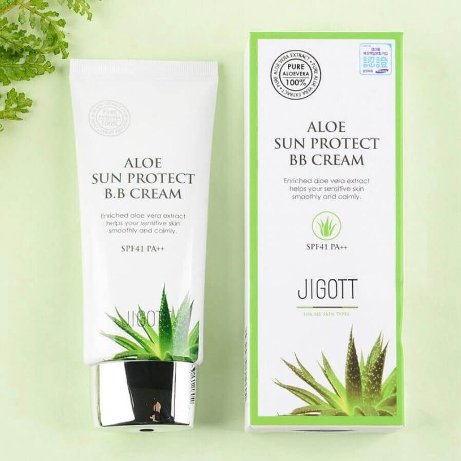 JIGOTT Легкий увлажняющий ВВ-крем Aloe Sun Protect BB Cream SPF41/PA++ BB крем адаптируется под цвет кожи 50 мл