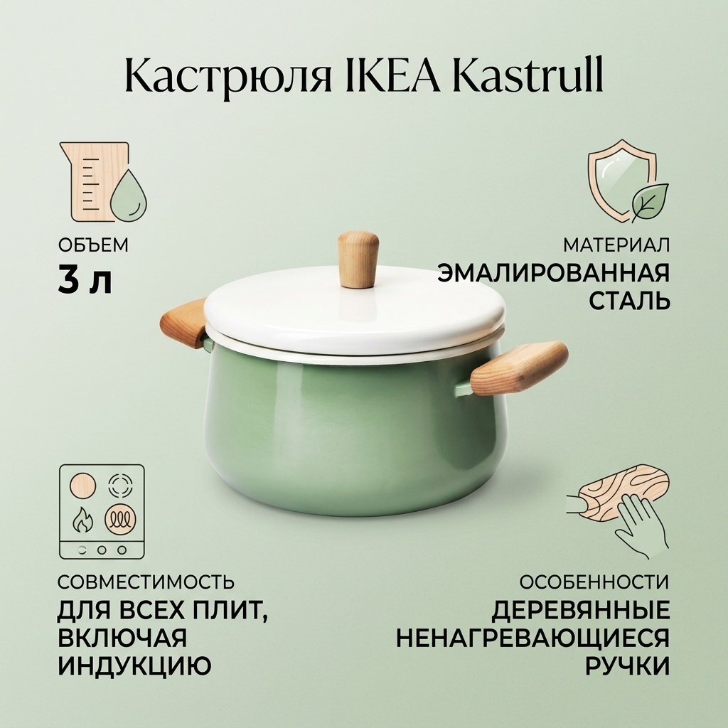 Кастрюля 3 л, IKEA 30375634 сталь