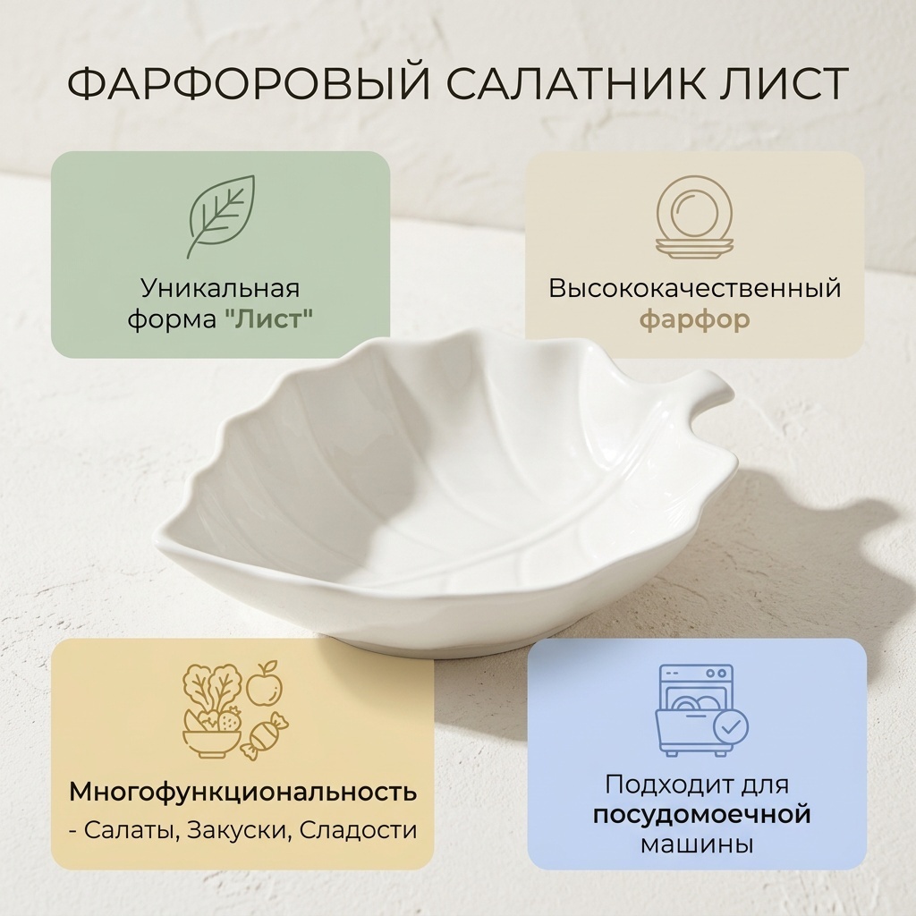 Салатник 148534 20х16 см, фарфор, 1 шт