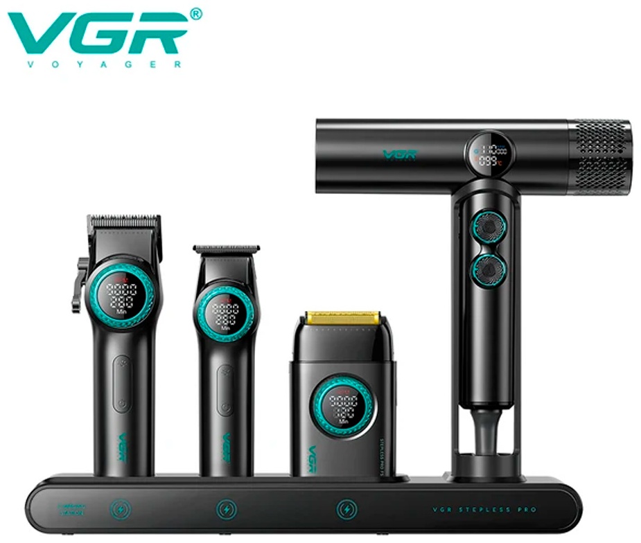 VGR Professional набор для стрижки VGRV-STEPLESS PRO 4IN1 черный