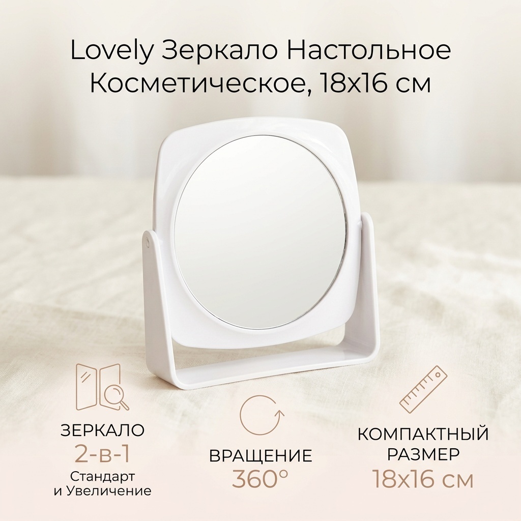 Lovely зеркало настольное косметическое 5932030 18х16 см