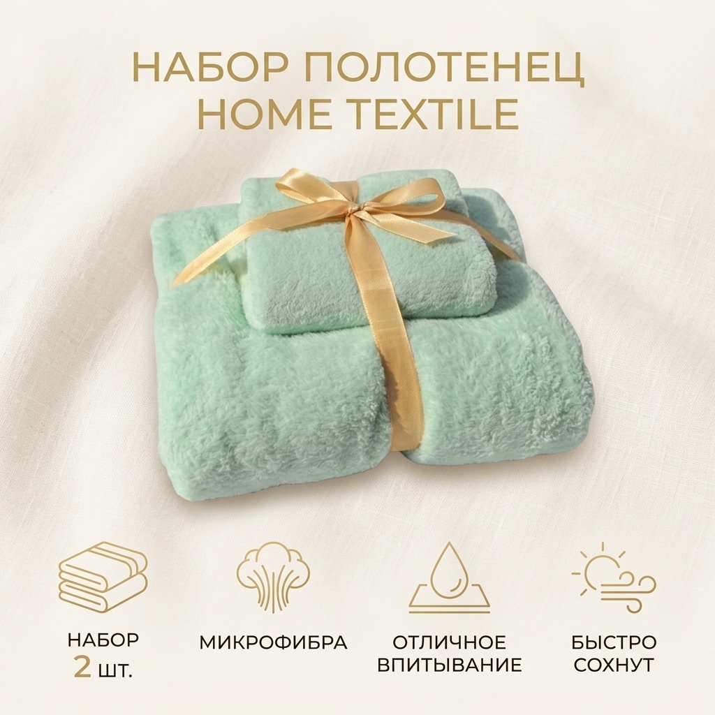Набор полотенец Home Textile 140x70 см, микрофибра, 2 шт,