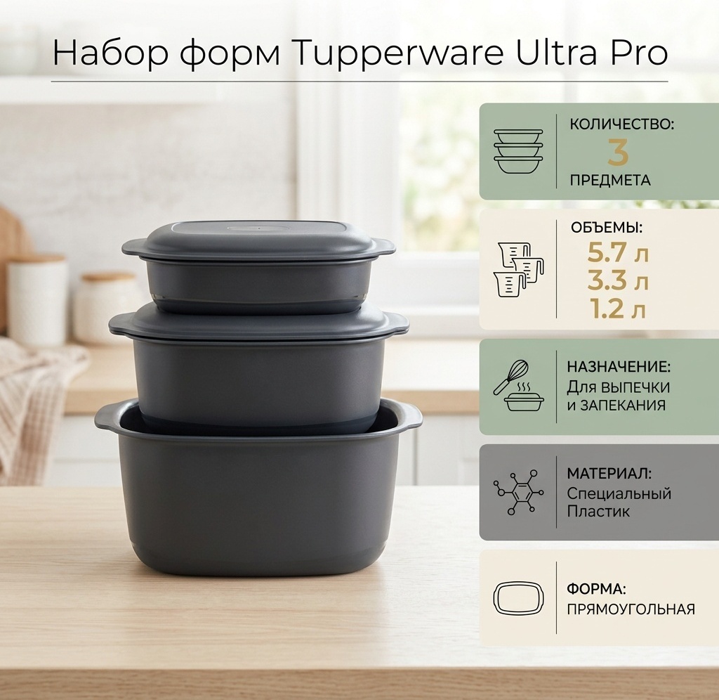 Форма для выпечки, для запекания Tupperware пластик, 3 шт
