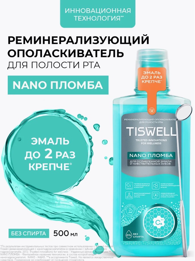 TISWELL Nano пломба ополаскиватель мятный 500 мл