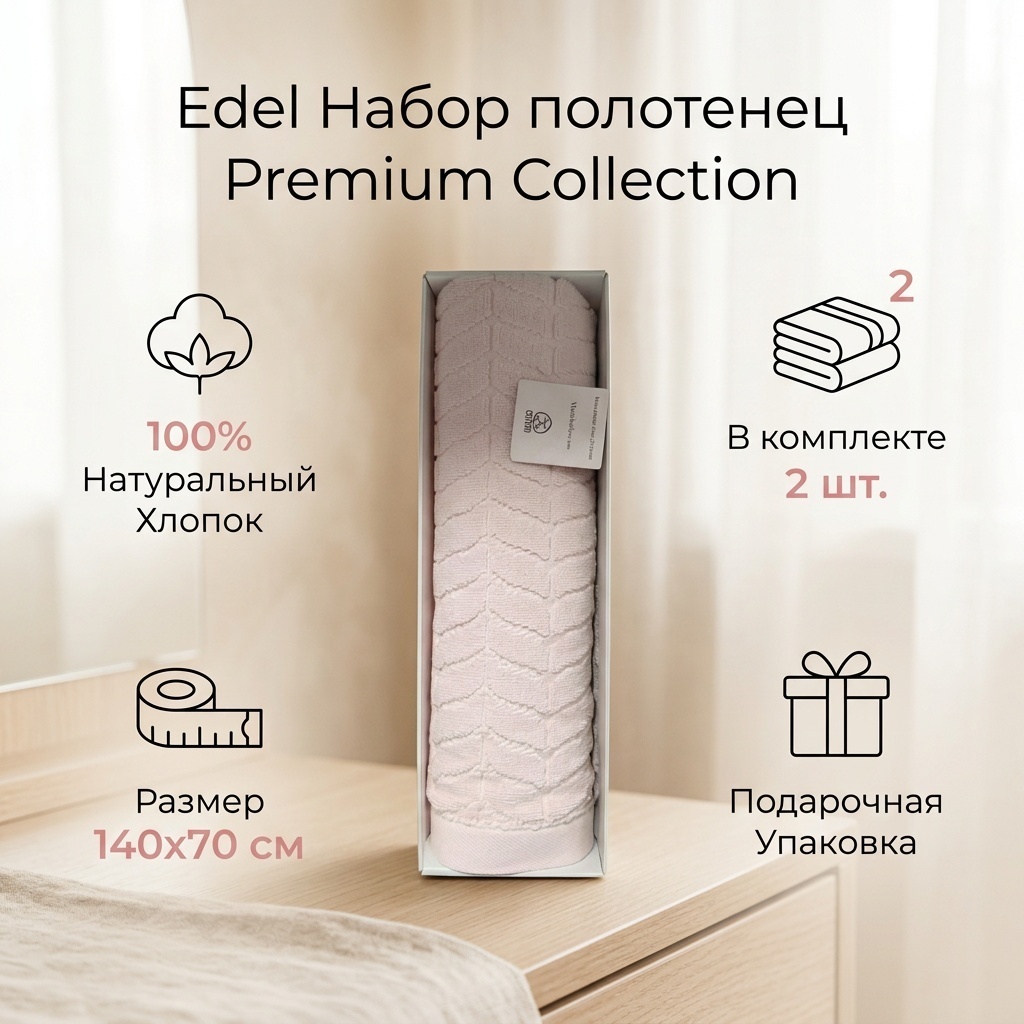Набор полотенец Edel 140x70 см, хлопок, 2 шт,
