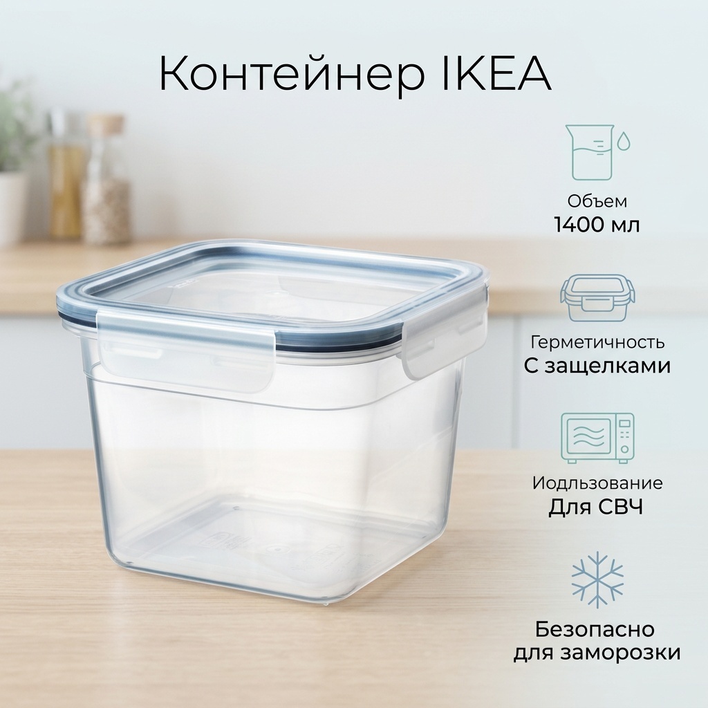 IKEA контейнер 49269110 1 шт, пластик, силикон