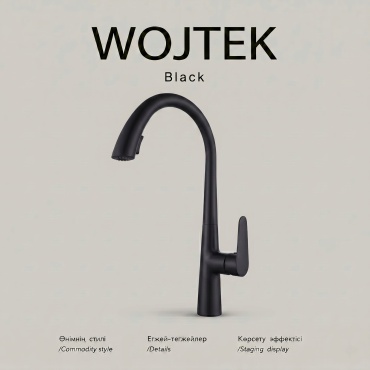 Смеситель WOJTEK FT-8009BK, латунь, цвет черный
