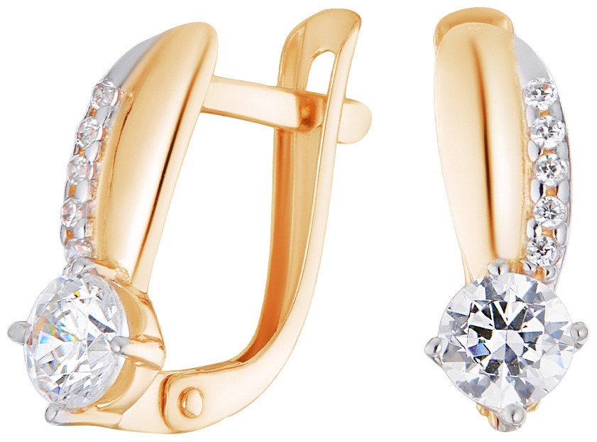 Серьги Lucente EAR-LU-585-855006 вес 1.48 г золото, фианит
