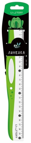 Линейка Listoff Жабка ЛП0126, 30 см, 1 шт, пластик, зеленый