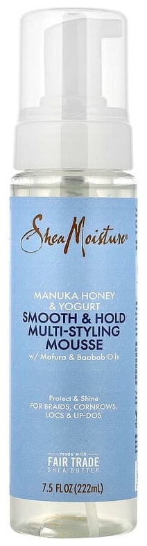 SheaMoisture Manuka Honey & Yogurt, разглаживание и фиксация волос с маслами мафуры и баобаба, 222 мл мусс слабая фиксация 201 мл