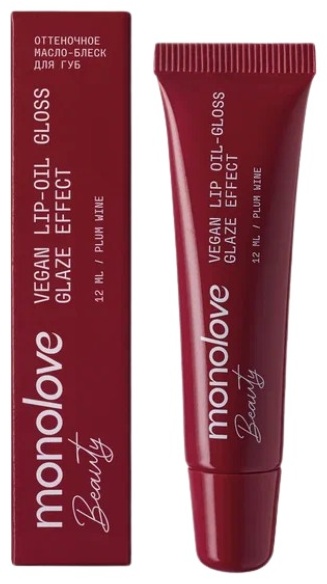 MonoLove Vegan Lip-Oil Gloss Glaze Effect блеск для губ Plum Wine, фото 2