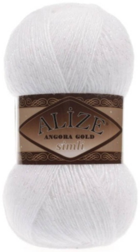 Моток Alize Angora Gold Simli 55 - белый 500 м 100 г
