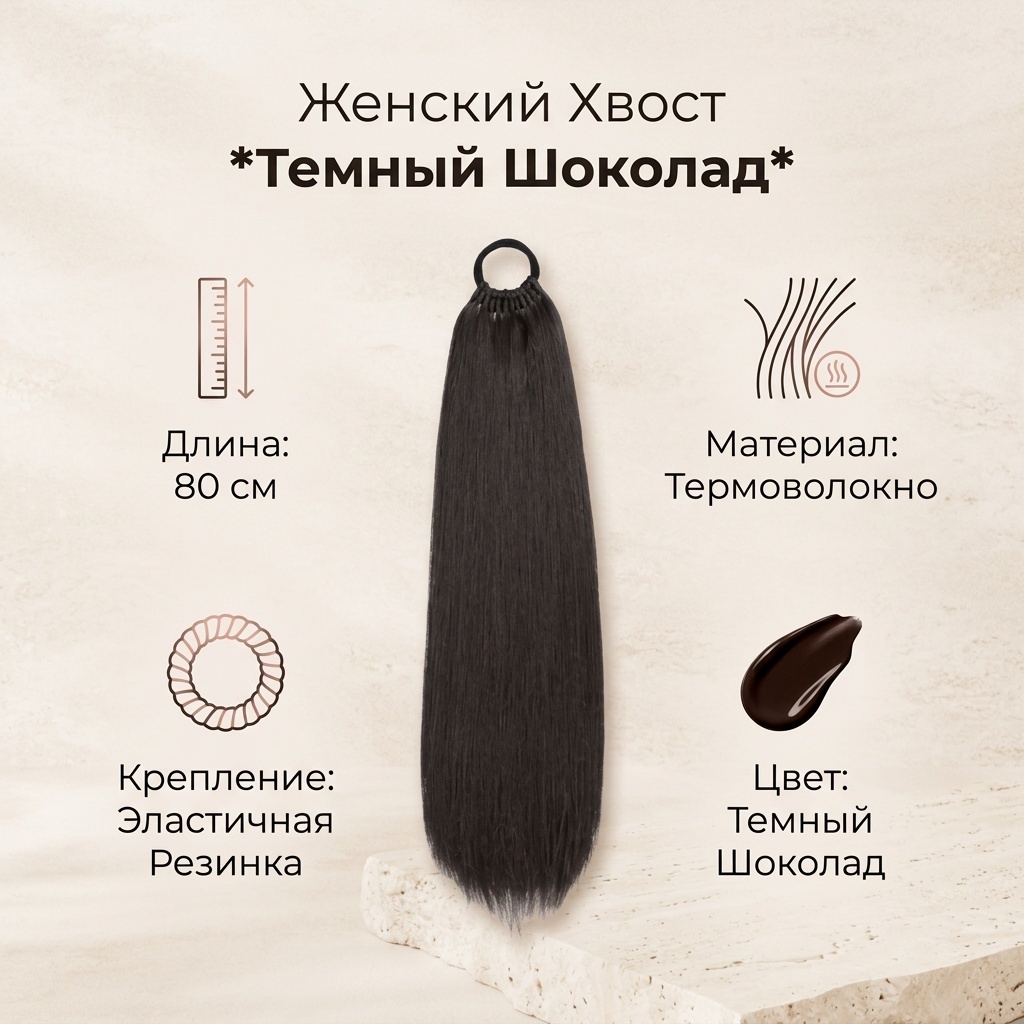 Хвост темный шоколад женский