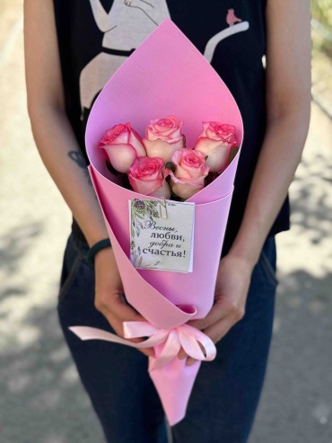 Frolova.flowers | 5 роз 40 см + открытка