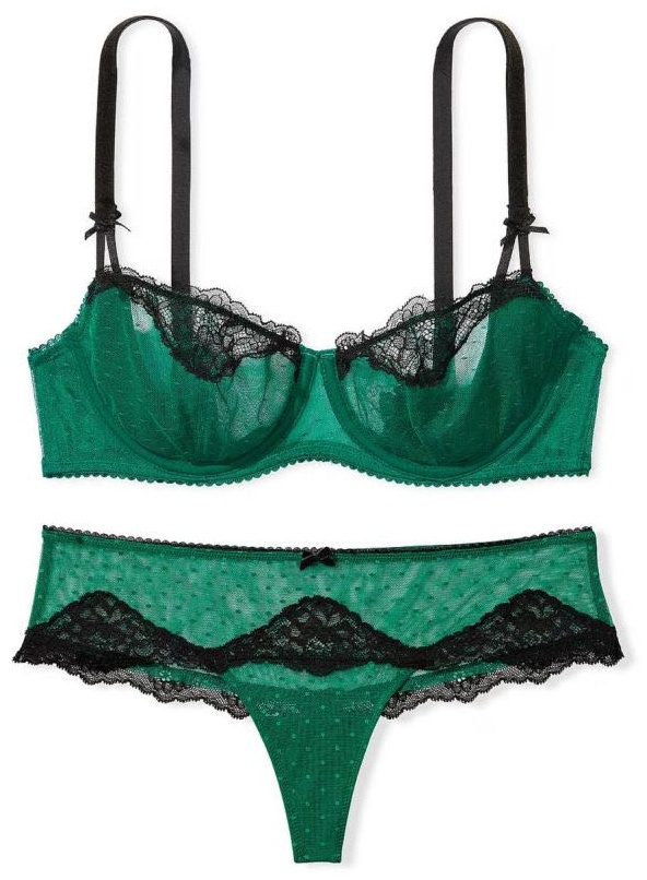 Комплект нижнего белья Victoria’s Secret черный, зеленый