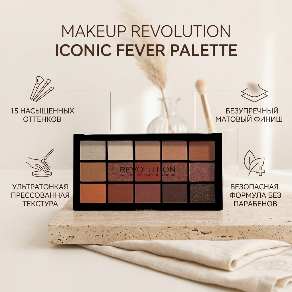 Makeup Revolution тени прессованные Iconic Fever Palette N