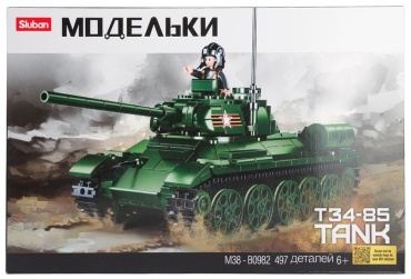 Конструктор SLUBAN Танк Т34/85 M38-B0982, деталей 497 шт