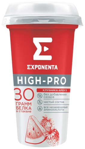 Exponenta кисломолочный напиток High-Pro клубника, арбуз 250 г