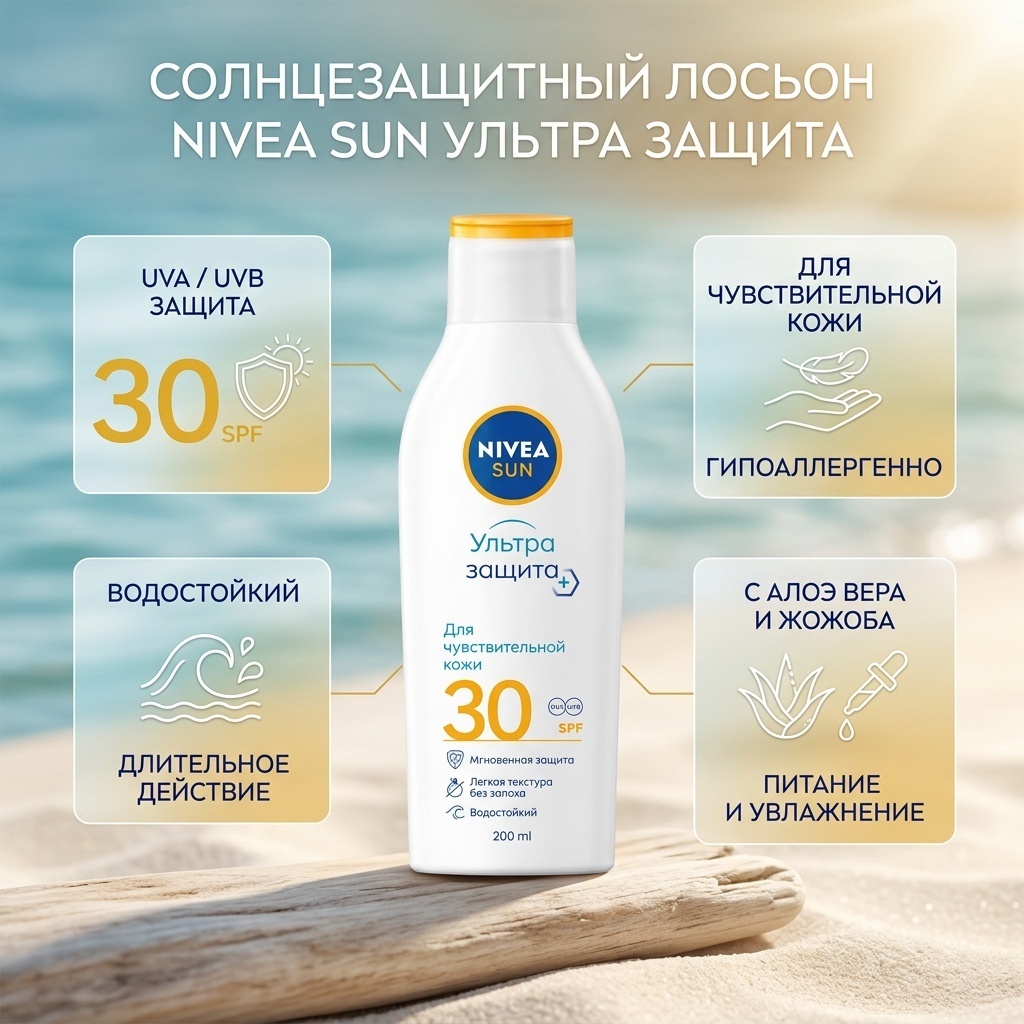 NIVEA Ультра защита для чувствительной кожи SPF 30 лосьон для тела 200 мл