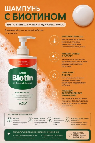 CKD Guaranteed Amino Biotin шампунь 750 мл