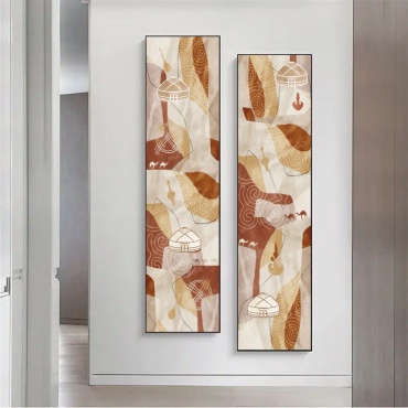 Mode Bild картина Диптих этно абстракция ( Войлок, с рамкой) 55x180 см