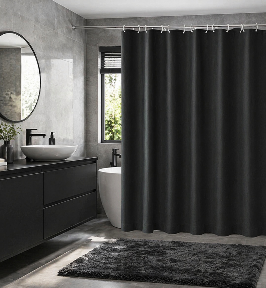 Штора для ванной 30444224_ZAM-ZAM-Black Minimal-BL 180x200 черный, полиэстер