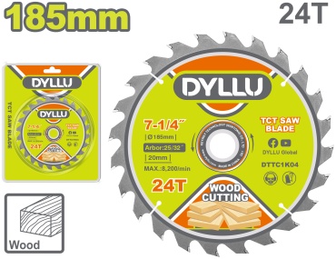 Пильный диск по дереву DYLLU DTTC1K04, 185x20 мм, 24Т