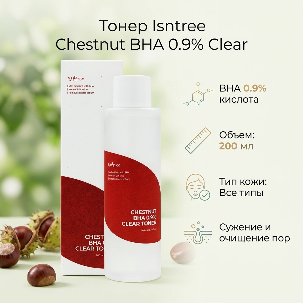 Isntree тонер BHA-кислотой Chestnut BHA 0.9% Clear Toner 200 мл