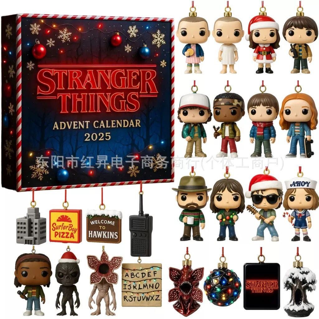 STRANGER THINGS ОЧЕНЬ СТРАННЫЕ ДЕЛА адвент календарь плоские подвески мини 2D 4 см 24 шт