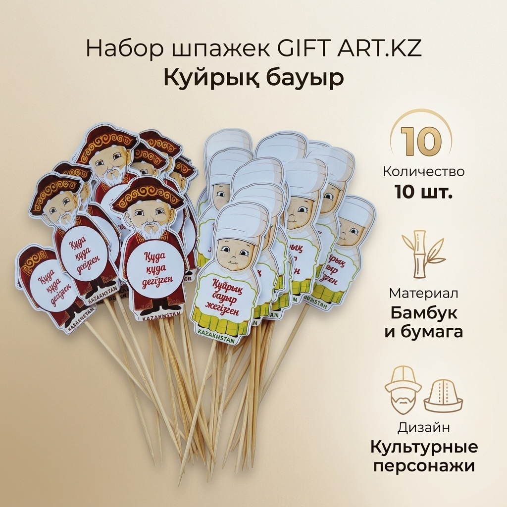 GIFT ART.KZ шпажки Куйрық бауыр мультиколор 10 шт