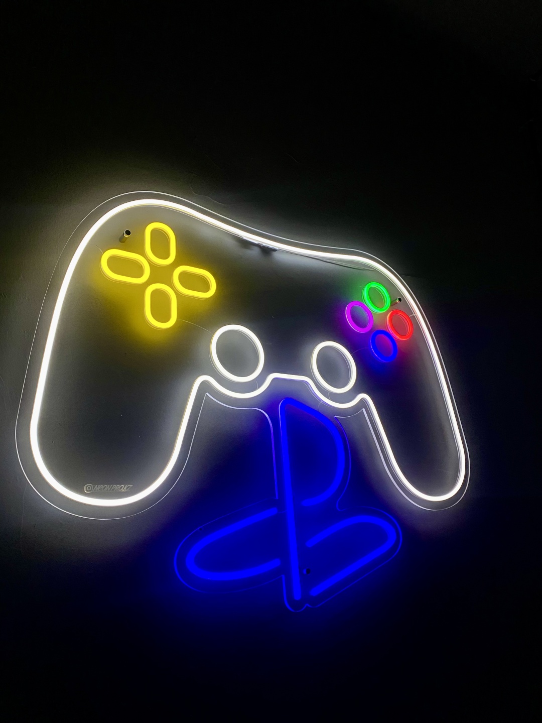 NeonPro.kz неоновая вывеска настенный Gamepad PlayStation, холодный белый, желтый, зеленый, красный, розовый, синий