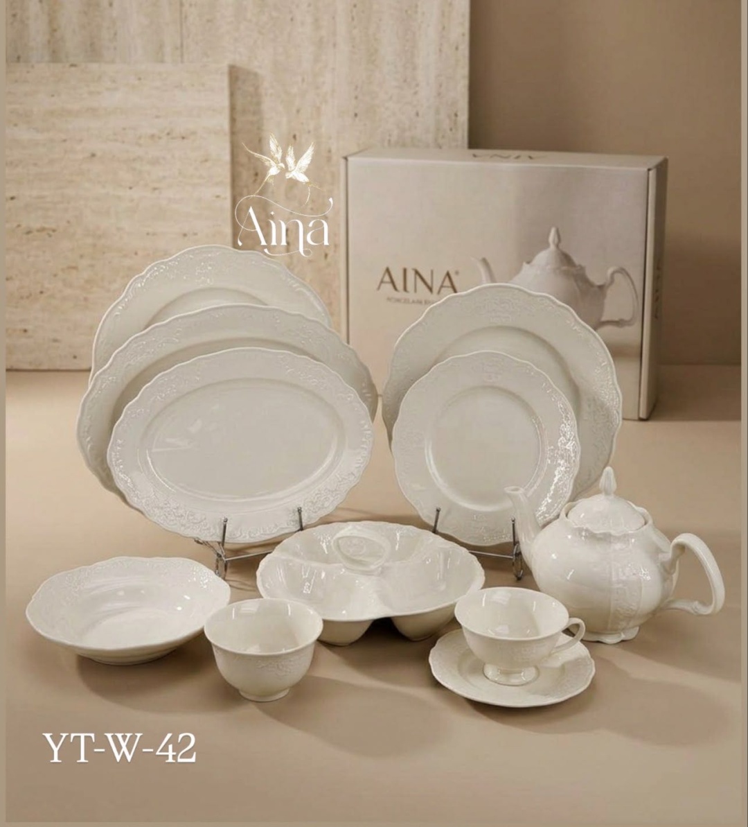 Сервиз на 6 персон Aina , предметов: 42, чайно-столовый, костяной фарфор
