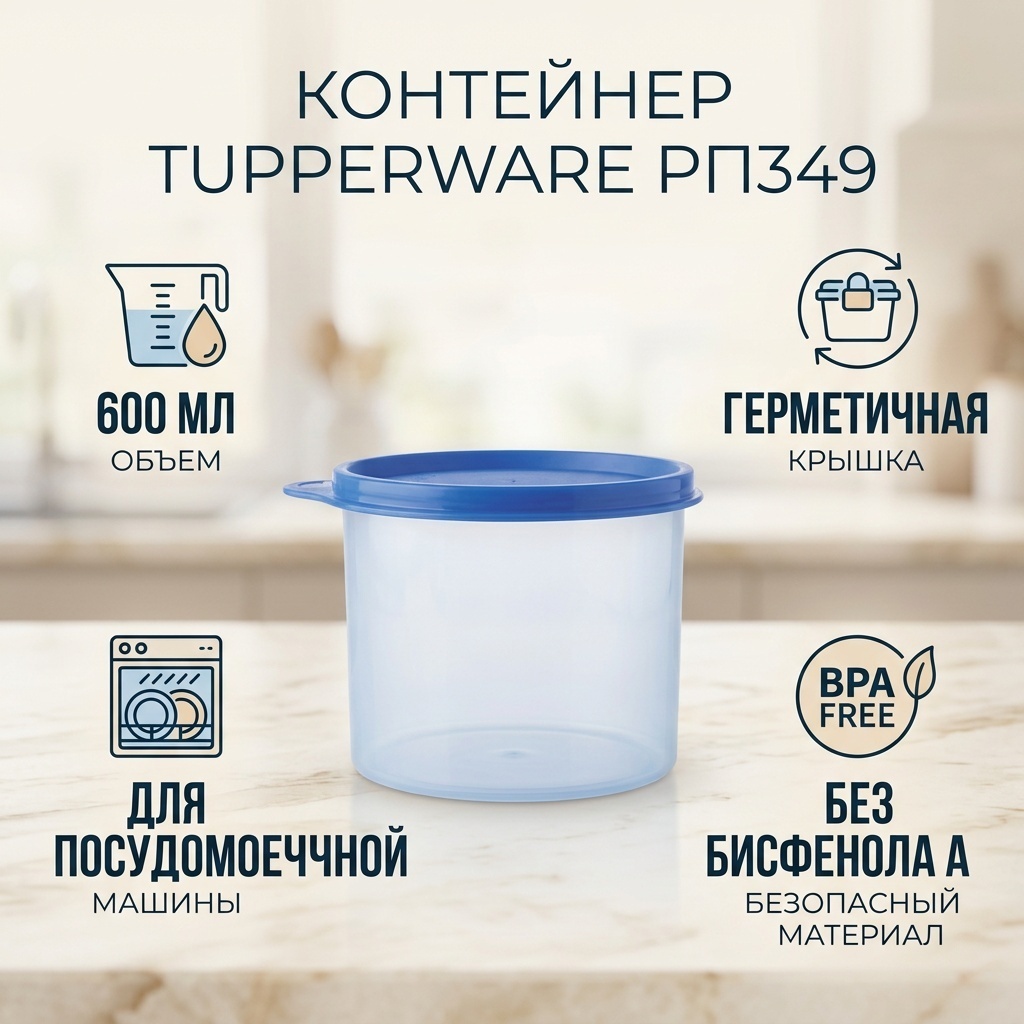 Tupperware контейнер РП349 1 шт, полипропилен