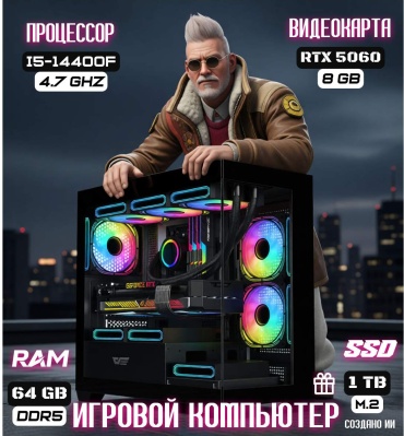 REALTECH i5-14400F / RTX 5060 8 Гб / 64 Гб / SSD 1000 Гб / Win 11