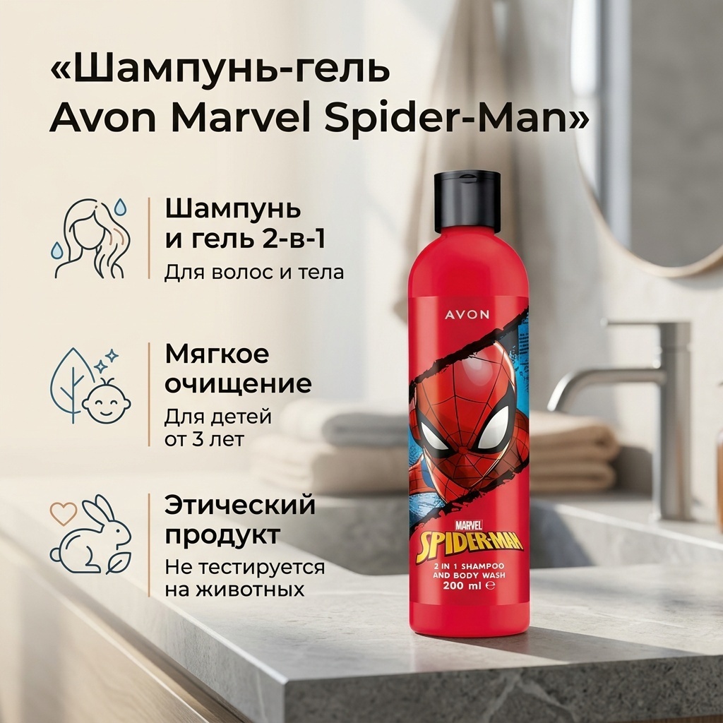 Avon Spider Man гель-шампунь 200 мл