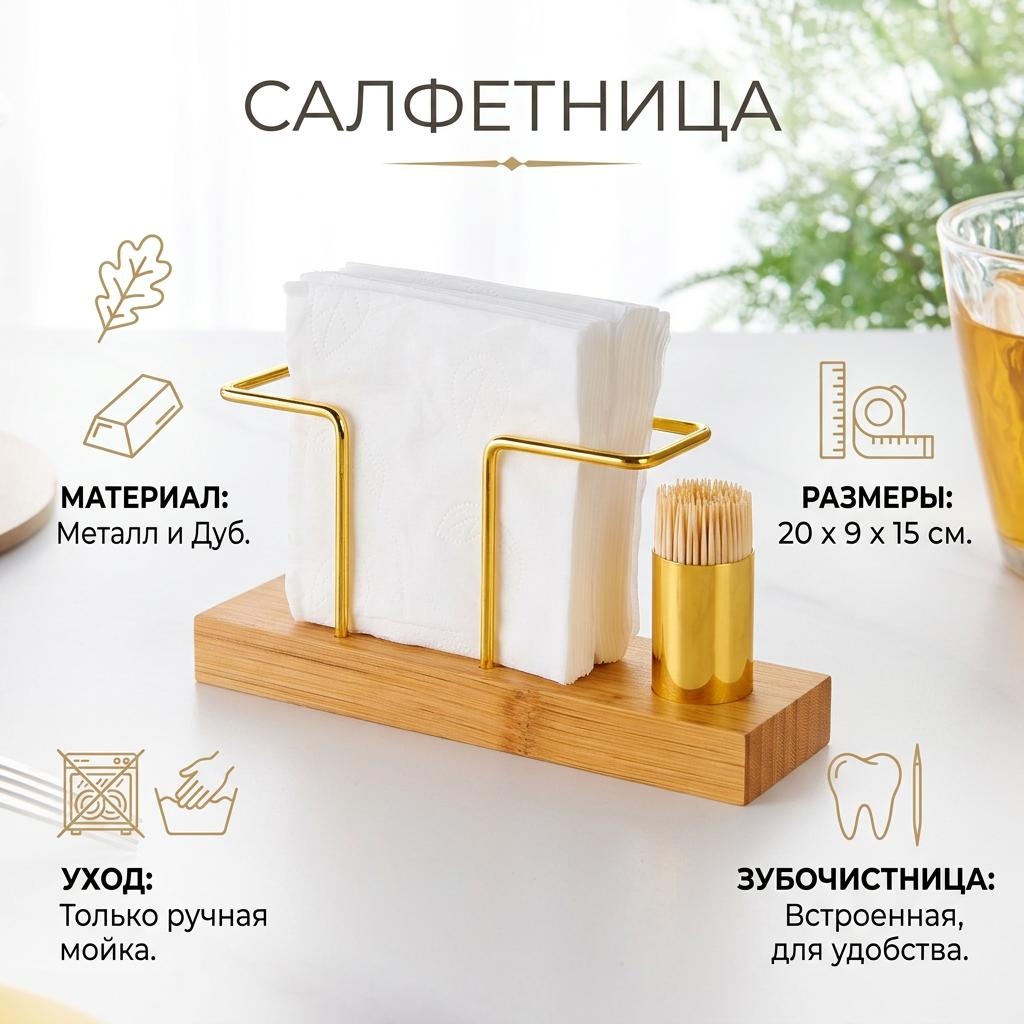 Салфетница Салфетница, металл, дуб