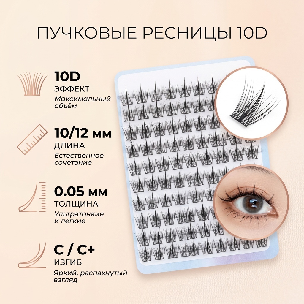 Пучковые 10D C, C+ 0.05 мм черный 10 мм, 12 мм