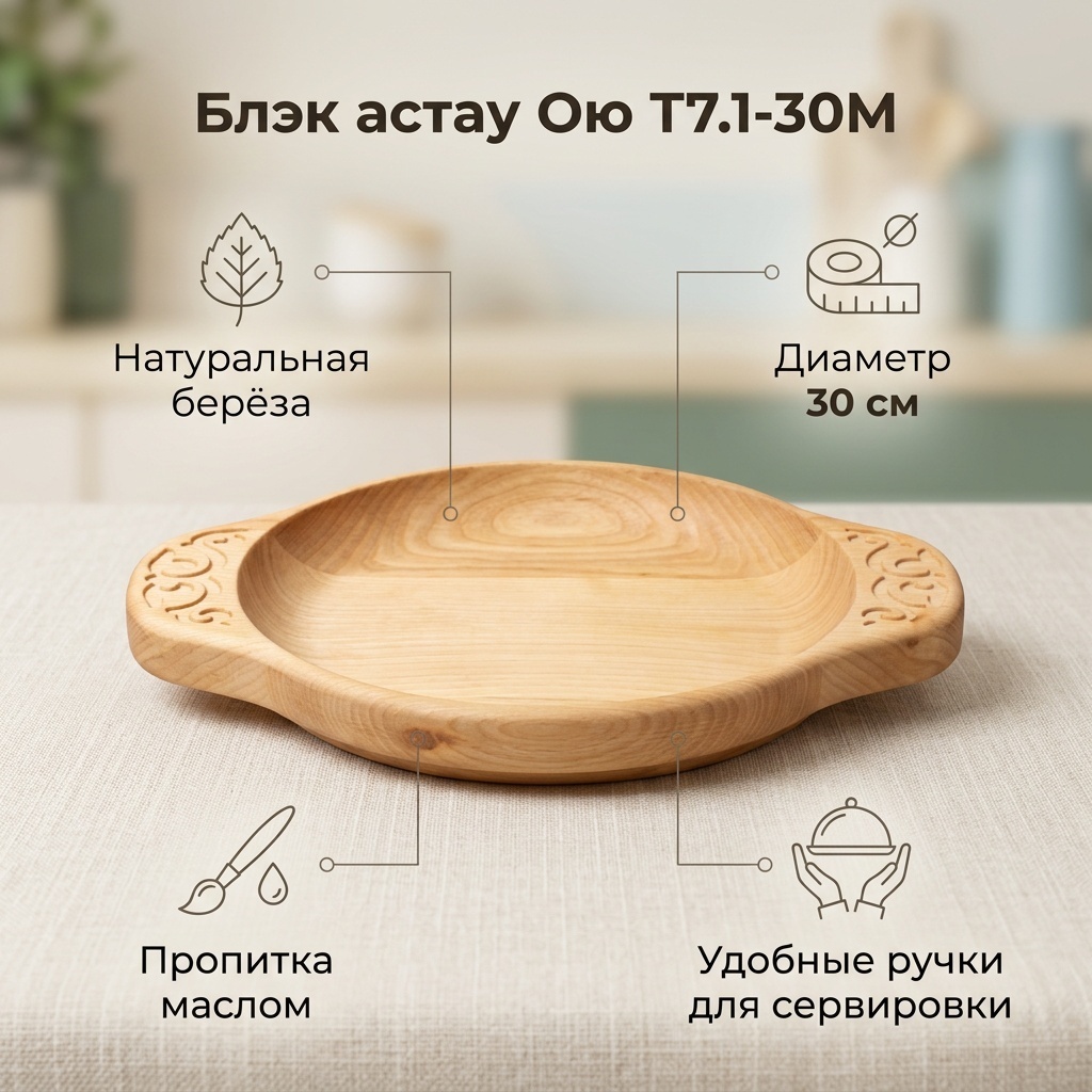 Астау Блэк Классика тарелки и блюда Блэк 30х30 см, дерево, 1 шт