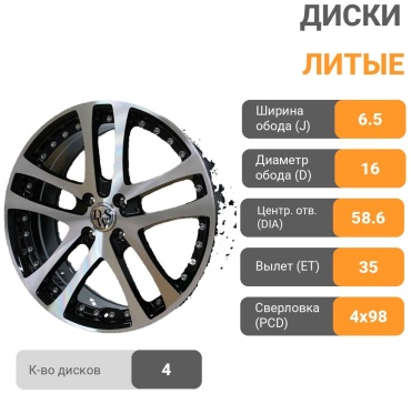 Rimax LY1133 6.5x16/4x98 D58.6 ET35 4 диска черный, серебристый