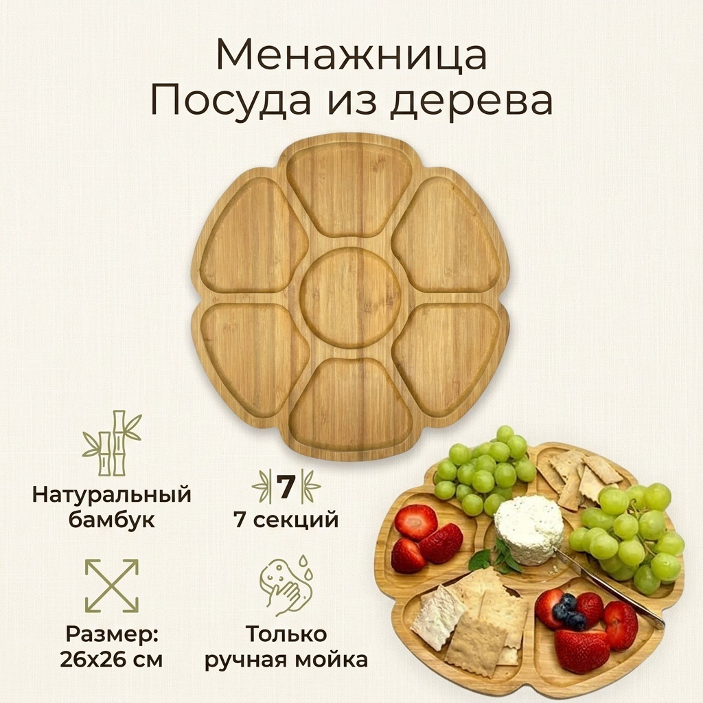 Менажница Посуда из дерева 1148004_236455337 фигурная 1 шт