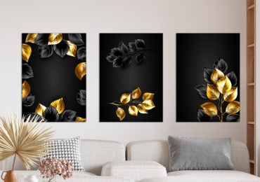 Room Art KZ модульная картина Золотые тропические листья 200x100 см