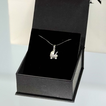 Подвеска Demian jewellery «Детская коляска» вес 0.86 г серебро, фианит