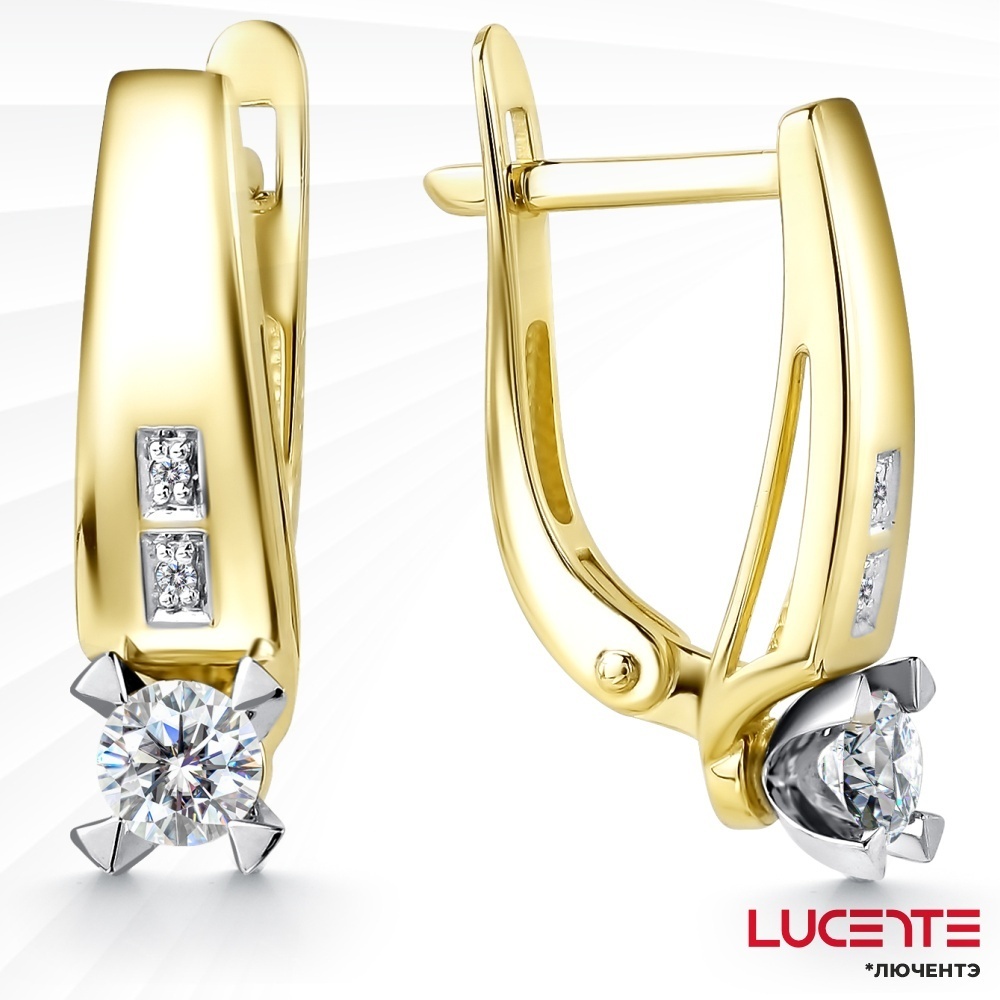 Серьги Lucente Бриллианты Якутии 02-00313-06-001-01-01 вес 2.78 г золото, бриллиант