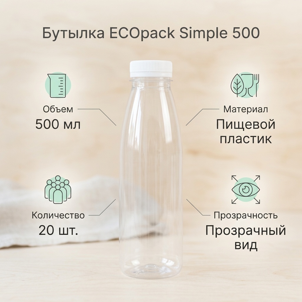Бутылка 527804 прозрачный 20 шт